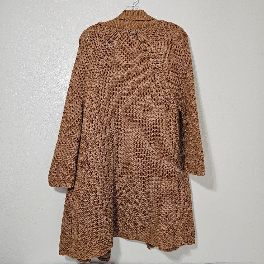 Lucky Brand Women’s M Camel Brown Open Knit Long Cardigan Duster Boho - Picture 2 of 8